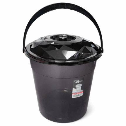 QS zwarte kunststof emmer met deksel en handvat 20 liter