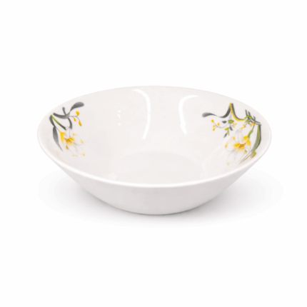 Lotus porseleinen soepkom 7 inch wit met bloemenprint binnenzijde