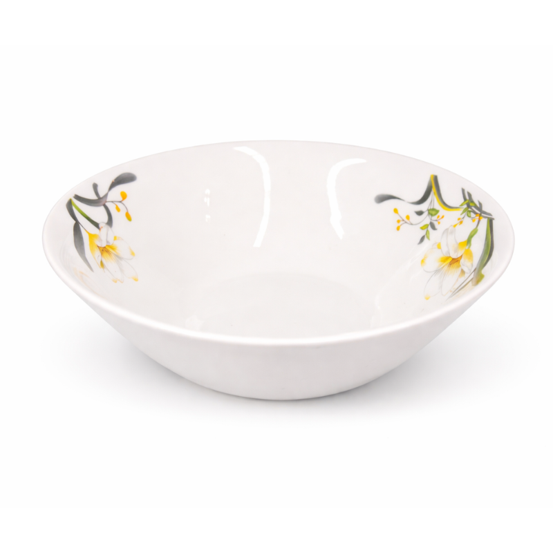 SB855 Lotus porseleinen soepkom 8 inch wit met bloemenprint binnenzijde