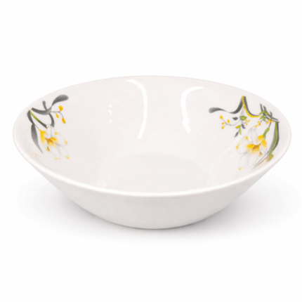 Lotus porseleinen soepkom 9 inch wit met bloemenprint binnenzijde