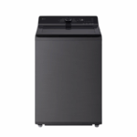 zwarte LG wasautomaat van 25 kg met knop functie