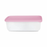 Plasvale bewaarbak met deksel 1.8 liter witte kunststof vershouddoos rechthoekige voedselcontainer voor keuken en koelkast