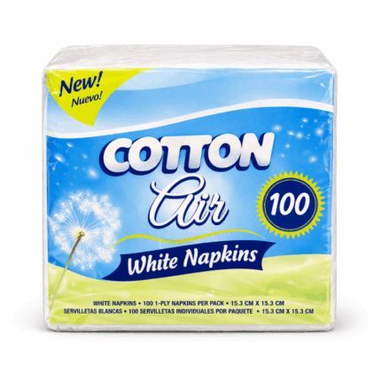Cotton Air witte servetten 100 stuks 15.3x15.3 cm verpakking