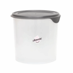 Plasvale plastic voorraadpot 2.3 liter met grijs deksel wit kunststof bewaarpot voor keuken voorraad opslag