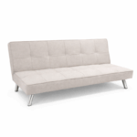 Crème slaapbank met metalen poten in modern design op witte achtergrond