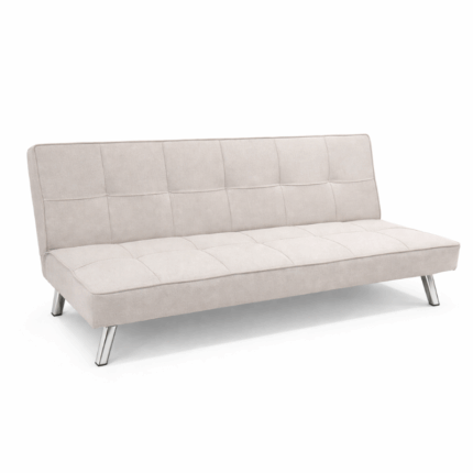 Crème slaapbank met metalen poten in modern design op witte achtergrond