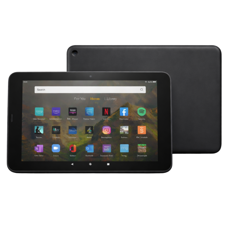 AMAFIRETAB8 (1) Amazon Fire Tablet 8 inch HD zwart voor- en achterkant