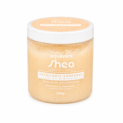Aquavera Himalaya Salt Body Scrub Shea 300 gr lichaamsscrub met Himalayazout en shea boter pot verpakking