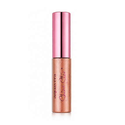 Aquavera Shine Star Glitter Eyeliner 9 roségouden glitter eyeliner met roze dop op witte achtergrond