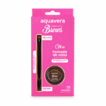 Aquavera Perfect Brows Eyebrow Pomade 01 marron 4 gr wenkbrauwpomade met applicator op witte achtergrond