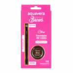 Aquavera Perfect Brows Eyebrow Pomade 02 Chocolate 4 gr wenkbrauwpomade met applicator op witte achtergrond