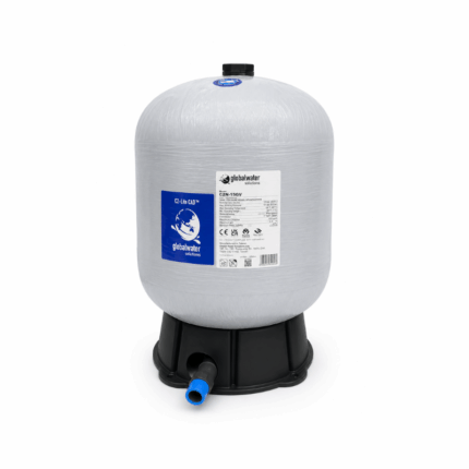 Globalwater Solutions C2-Lite CAD druktank van 60 liter in grijze uitvoering, lichtgewicht composiet drukvat met duurzame constructie voor waterdruksystemen en pompen.