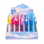 Gel pen met unicorn hanger in roze, blauw, paars en geel assorti kleuren