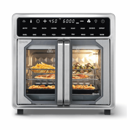 Kitchen Elite 16QT air fryer oven met dubbele deuren en digitale bediening