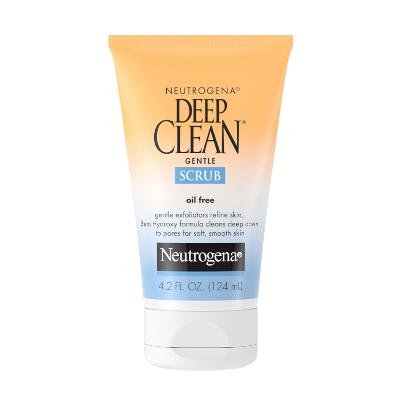070501050354c Neutrogena Deep Clean Gentle Scrub 124 ml verpakking op witte achtergrond