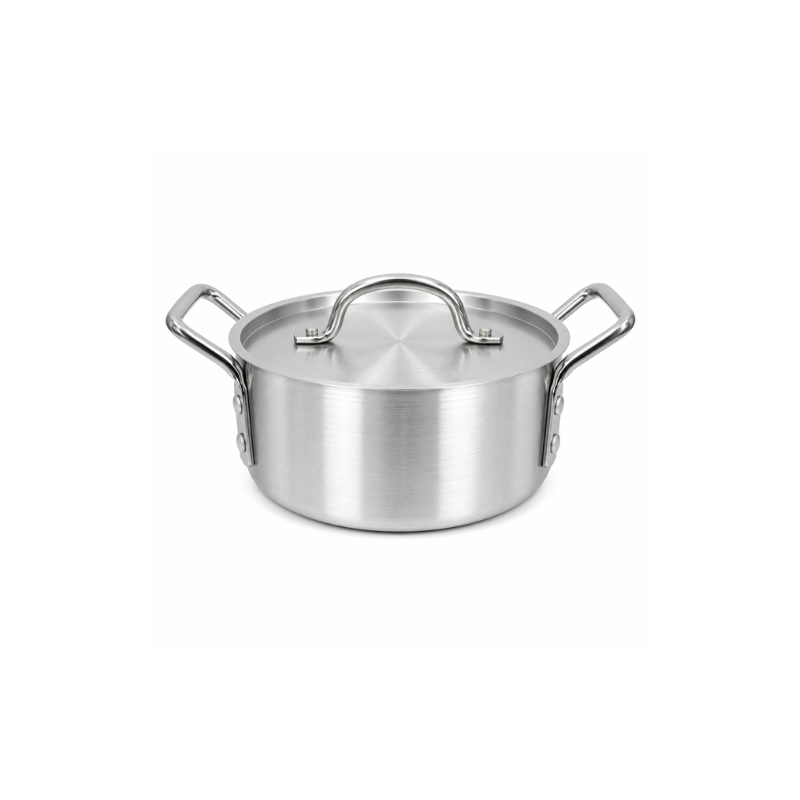 13142616514 Aluminium pot met deksel 14 cm zilverkleurige kookpot