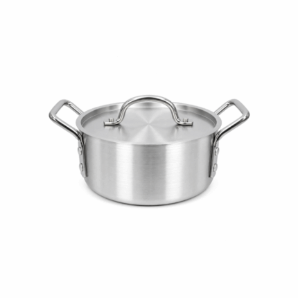 Aluminium pot met deksel 16 cm zilverkleurige kookpot