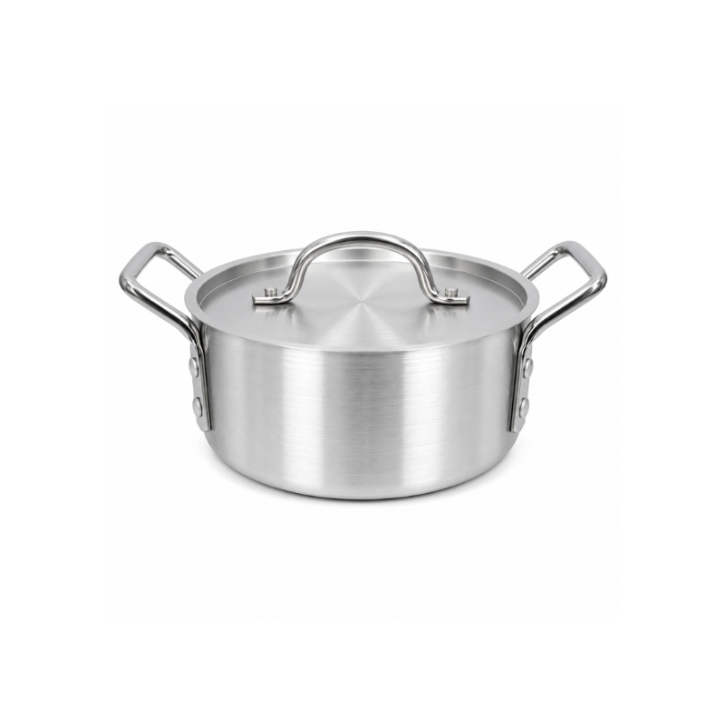 13142616516 Aluminium pot met deksel 16 cm zilverkleurige kookpot