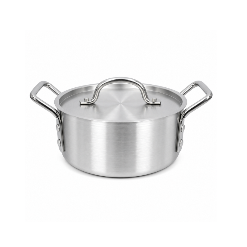 13142616518 Aluminium pot met deksel 18 cm zilverkleurige kookpot