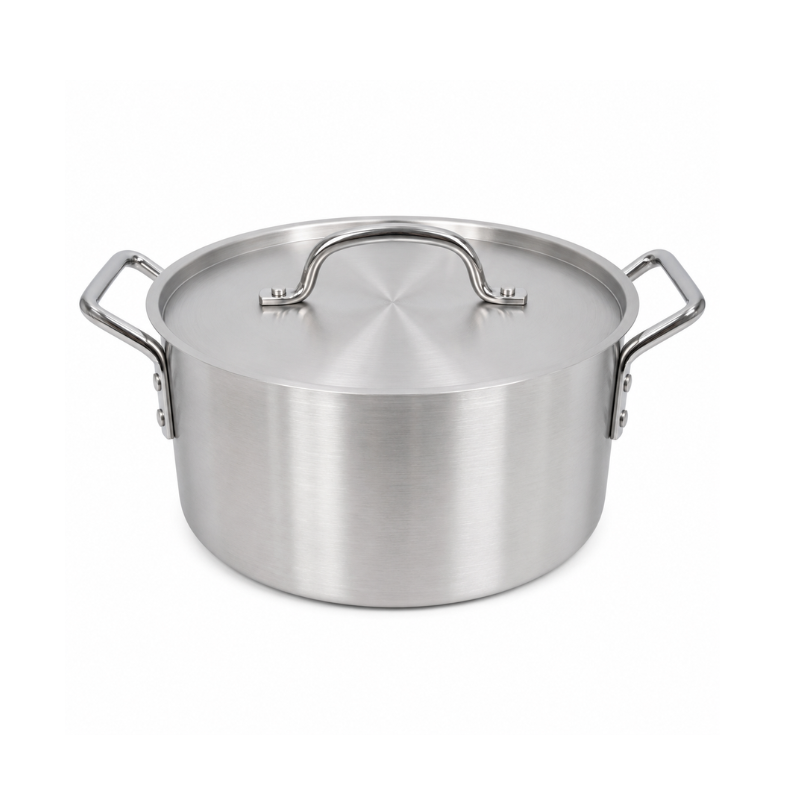 13142616522 Aluminium pot met deksel 22 cm zilverkleurige kookpot