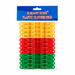 Elegant Home plastic wasknijpers set van 24 stuks in diverse kleuren verpakking op witte achtergrond