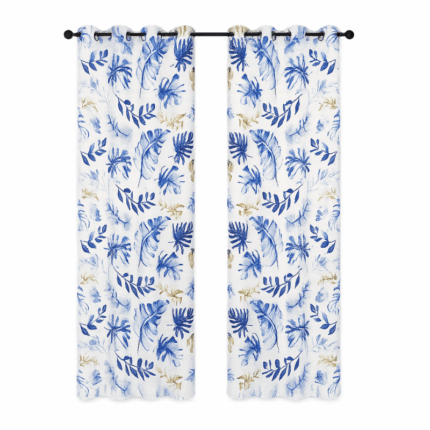 Elegant Home gordijn met ringen 140x240 cm blauw wit raamgordijn per stuk