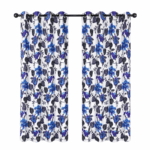 Elegant Home gordijn met ringen 140x230 cm blauw wit bloemen gordijn per stuk
