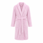 Elegant Home fleece badjas roze met tailleband en zakken