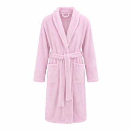 Elegant Home fleece badjas roze met tailleband en zakken