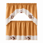 Elegant Home goudkleurig keukengordijn met kattenprint en decoratieve rand