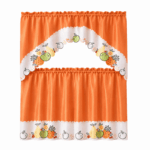 Elegant Home oranje keukengordijn met fruitprint inclusief valance en panelen