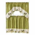 Elegant Home keukengordijn met vlinderprint in groene kleur voor keukenraam