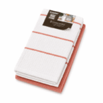 Elegant Home keukendoekset van 2 stuks in wit en peach met absorberende structuur op witte achtergrond
