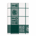 Elegant Home keukendoek met keukenpatroon in diverse kleuren op een witte achtergrond.