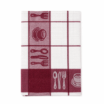 Elegant Home keukendoek met keukenpatroon in diverse kleuren op een witte achtergrond.
