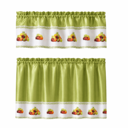 Elegant Home groen keukengordijn met decoratieve fruitprint