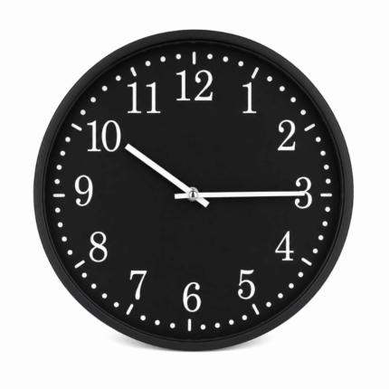 times wandklok 34 cm zwart met witte cijfers moderne stille quartz klok