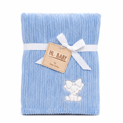Zachte HL Baby fleece deken van 76×101.5 cm met geribbelde structuur en teddybeer-detail. Ideaal voor baby’s en verkrijgbaar in diverse kleuren.