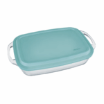 Nadir rechthoekige glazen ovenschaal met deksel 3.5 liter transparant 37.1x23.2x8 cm