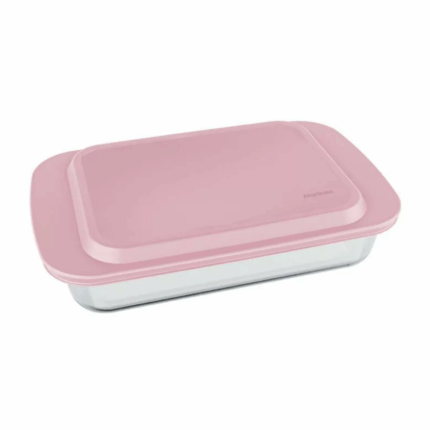 Nadir Rechthoekige Ovenschaal met Plastic Deksel 6537 - 3.7 Liter - Glazen Ovenschaal
