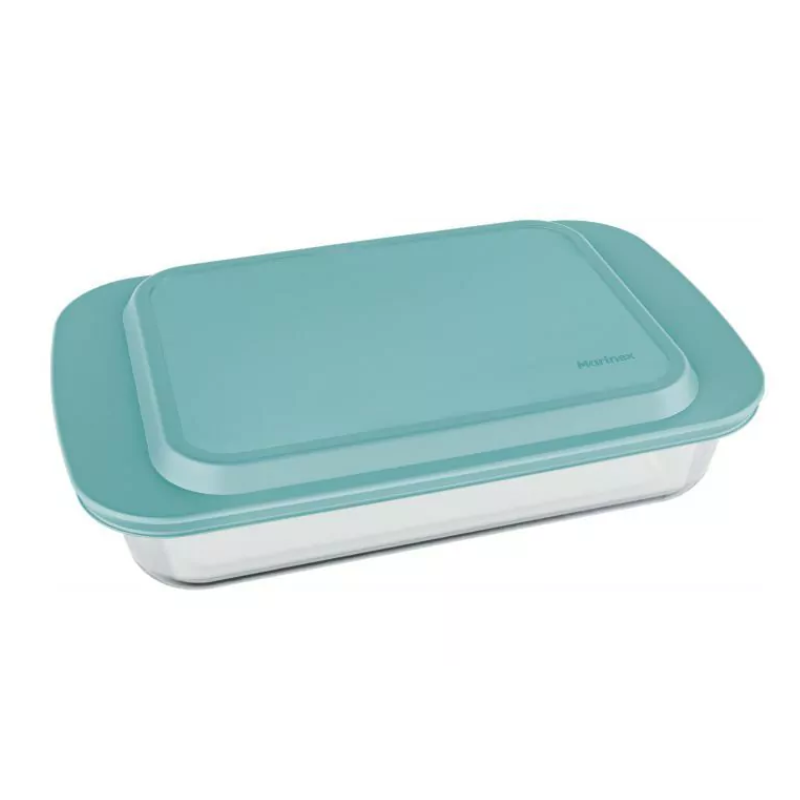 7891155668701 Nadir Rechthoekige Ovenschaal met Plastic Deksel 6537 - 3.7 Liter - Glazen Ovenschaal