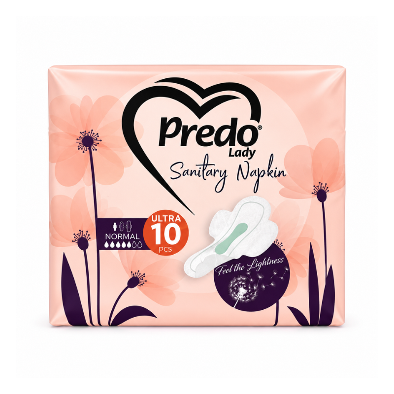 8682511115477 Predo Lady Sanitary Napkin Normal 10 stuks verpakking op witte achtergrond