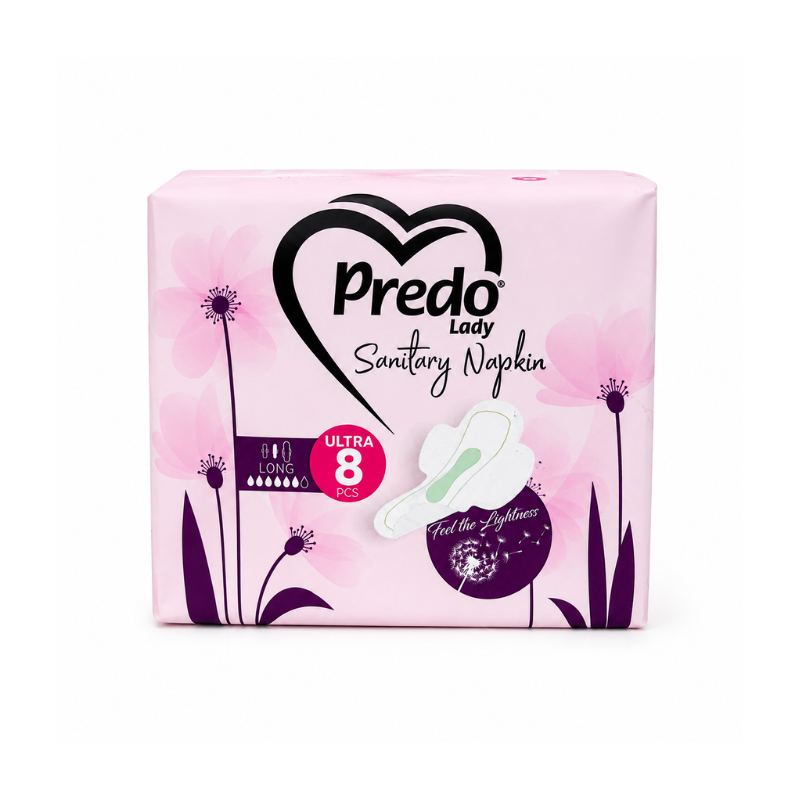 8682511115484 Predo Lady Sanitary Napkin Long 8 stuks verpakking op witte achtergrond