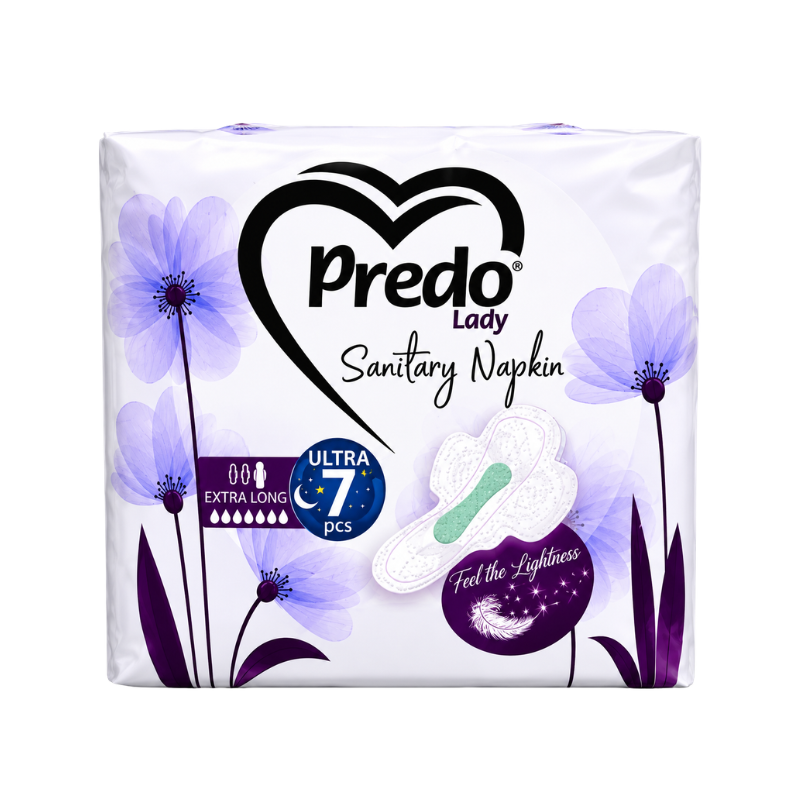 8682511115491 Predo Lady Sanitary Napkin Extra Long 7 stuks verpakking op witte achtergrond
