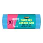 Jumbo grofvuil zakken met sluitstrips 120 liter 10 stuks sterke afvalzakken