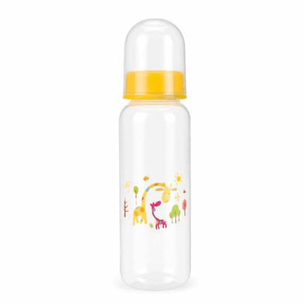 vPlastiek papfles 8 oz babyfles met giraffe print en tuit diverse prints