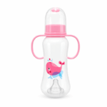 Plastiek papfles met handvat 8 oz babyfles met tuit en walvis print diverse prints