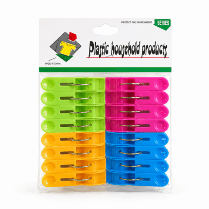 Plastic wasknijpers set van 16 stuks in diverse kleuren verpakking op witte achtergrond