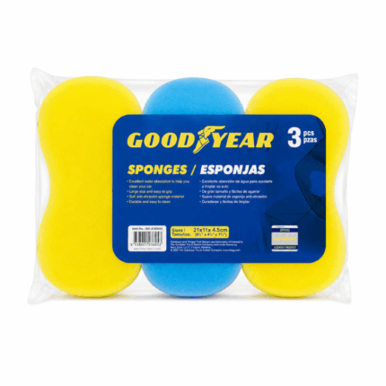Goodyear Car Wash Sponge Set met 3 autosponzen in geel en blauw