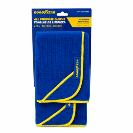 Goodyear all purpose microfiber cloths set van 2 in blauw met gele rand